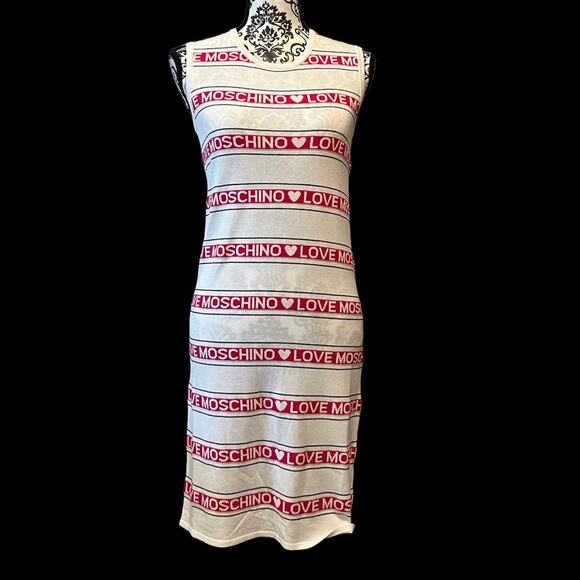 Love Moschino NWT Abito Logo Stripe Sleeveless Dress size 6 - Picture 15 of 15